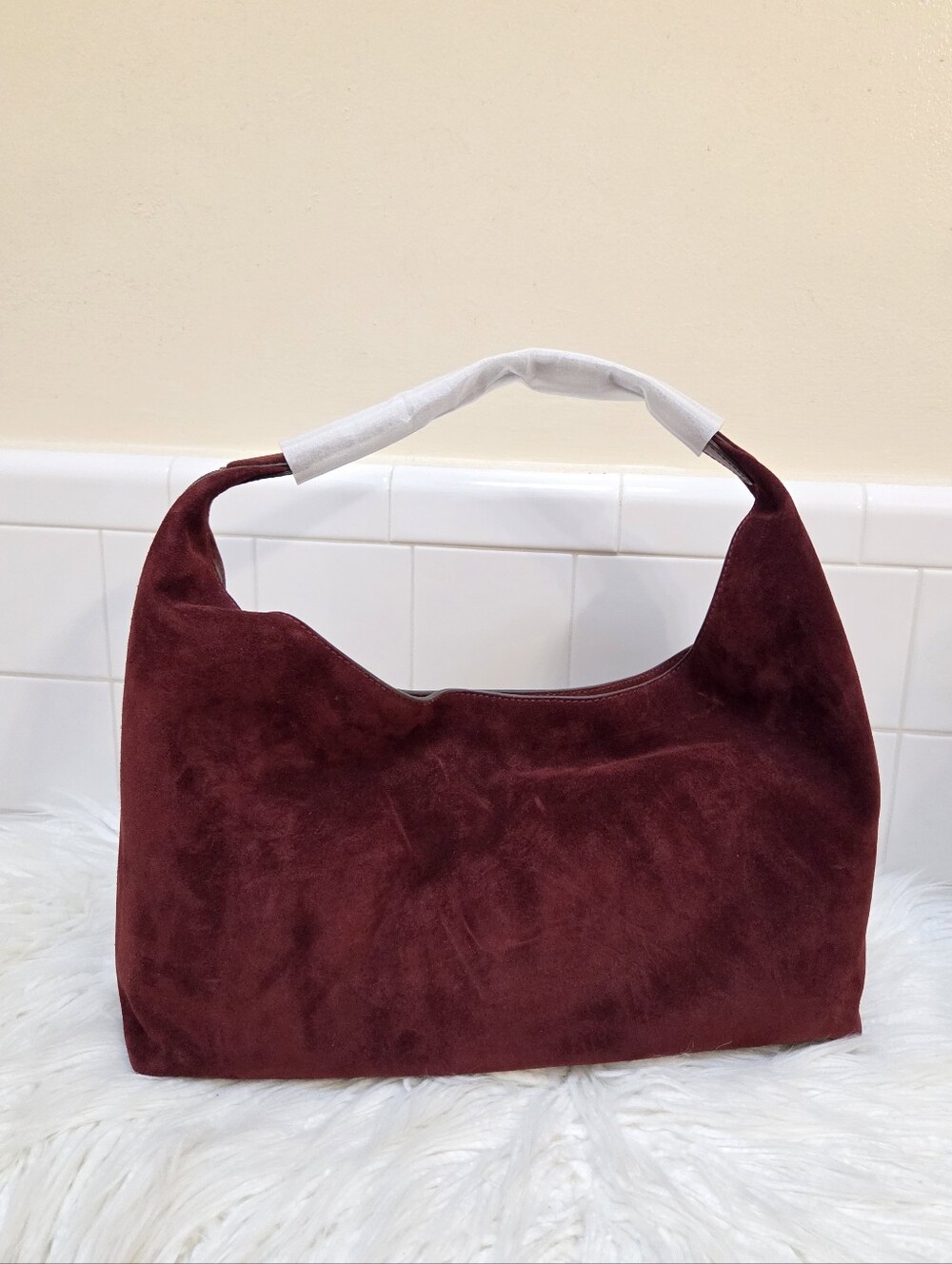 Madewell Medium Sized Suede Hobo Shoulder Bag in Deep Burgundy